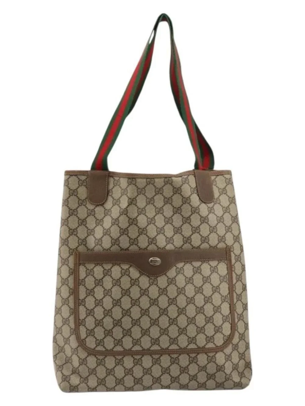 GUCCI GG Supreme Web Sherry Line Bag PVC Beige Red Green 39 02 003 Auth
